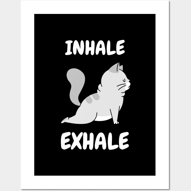 cute inhale exhale cat yoga Wall Art by Motivation King